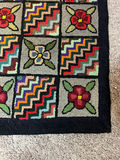 Patchwork quilted rug with floral and zigzag squares - 50" x 28" - thumbnail 2 of 4
