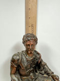 ANTIQUE Bronze-toned seated armored man statue - thumbnail 5 of 5
