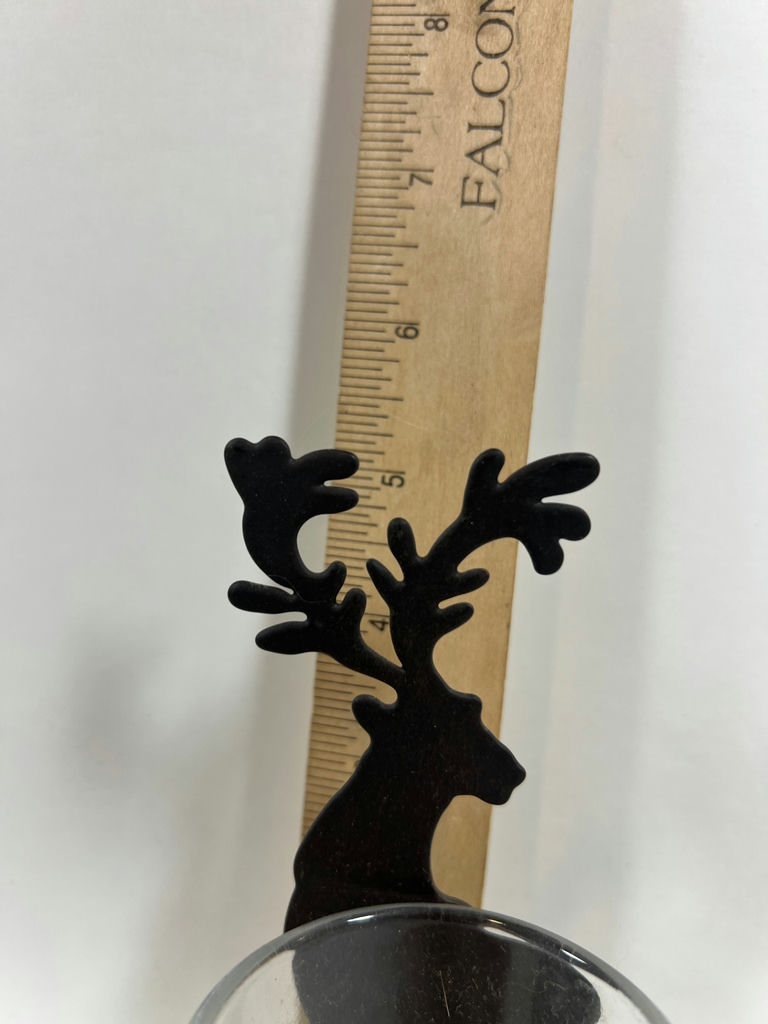 Pair of black metal deer silhouette candle holders with glass cups - image 3 of 4