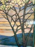 Stained-glass landscape panel with trees and irises 40 X 25 - thumbnail 4 of 5
