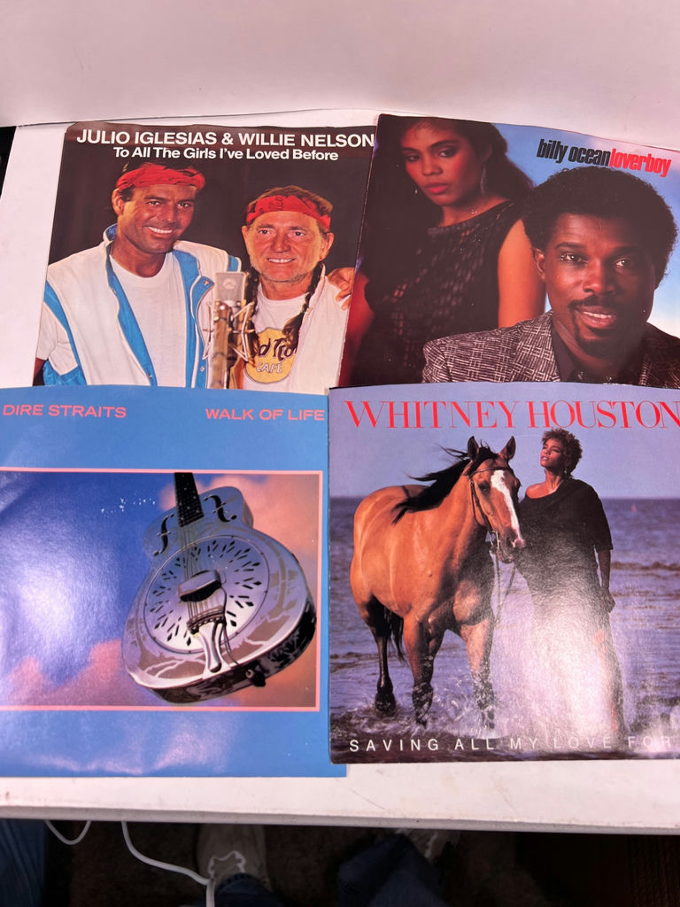 Collection of 60 vintage vinyl 45's records and a metal storage box - image 4 of 17