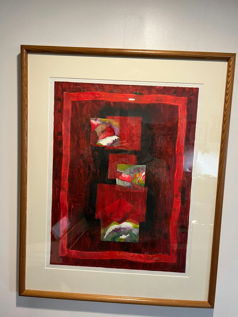 Framed Abstract Red Collage Artwork - 26 X 33 - image 1 of 4