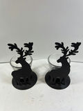 Pair of black metal deer silhouette candle holders with glass cups - thumbnail 4 of 4