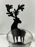 Pair of black metal deer silhouette candle holders with glass cups - thumbnail 2 of 4