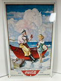 Coca-Cola 50th Anniversary Tin Sign with Man and Girl 15 x 9 - thumbnail 1 of 5