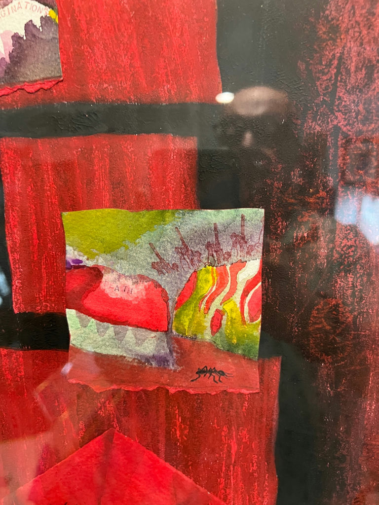 Framed Abstract Red Collage Artwork - 26 X 33 - image 3 of 4