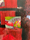 Framed Abstract Red Collage Artwork - 26 X 33 - thumbnail 3 of 4