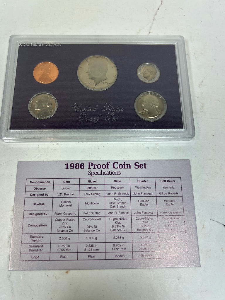 1986 United States Proof Coin Set in Purple Case - image 3 of 7