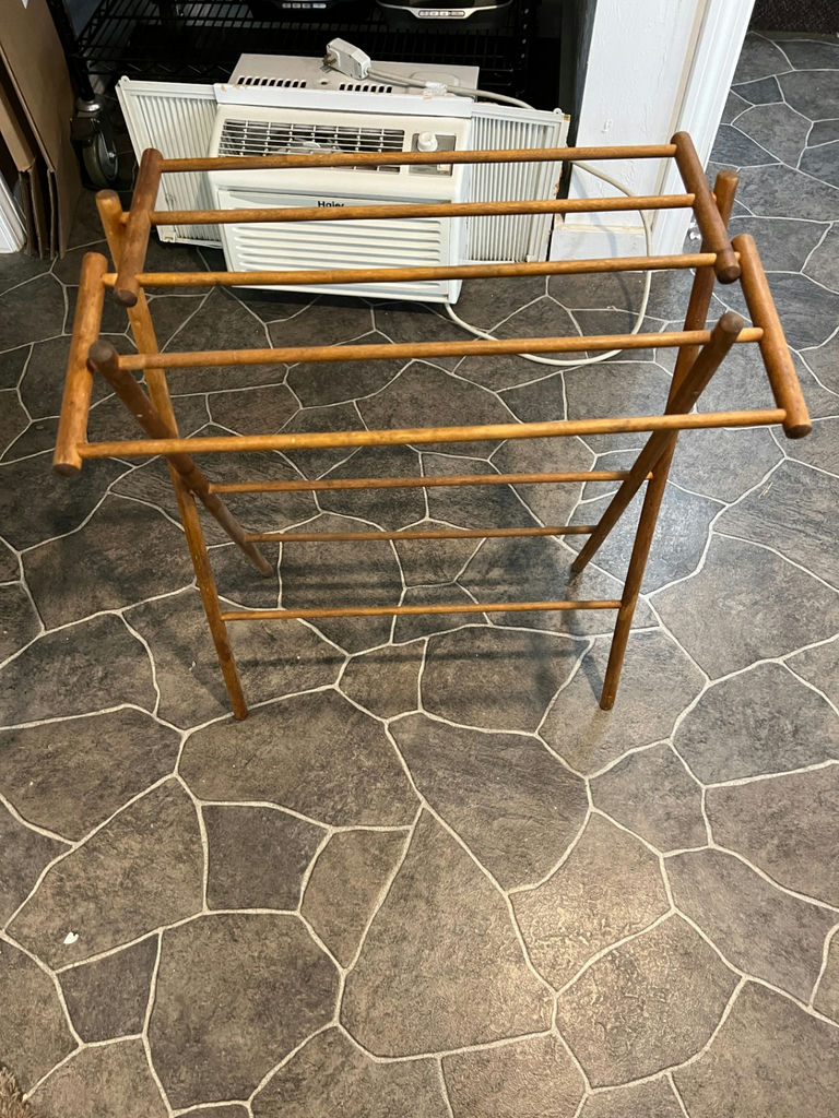 ANTIQUE Wooden folding clothes drying rack - image 1 of 4