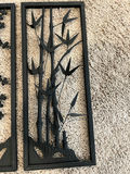 Two black metal wall art panels with bamboo and flowering vine motifs 20 X 9 each - thumbnail 3 of 3