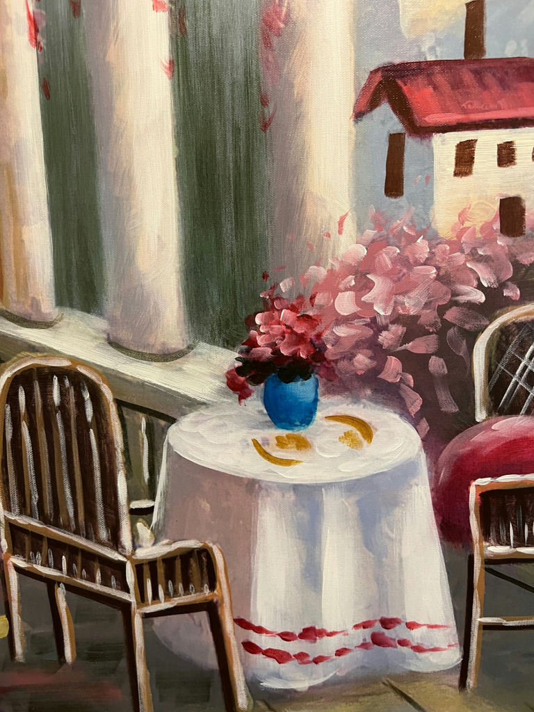 Balcony Terrace with Columns, Table and Chairs, and Floral Plants = 36 X 30 - image 3 of 5