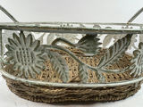 Decorative woven basket with metal floral frame - thumbnail 2 of 4