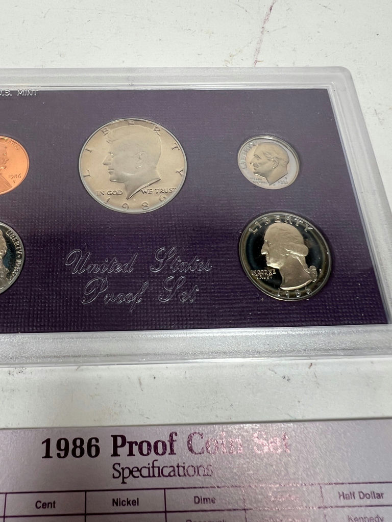 1986 United States Proof Coin Set in Purple Case - image 5 of 7