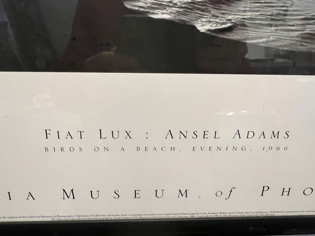 Framed Ansel Adams photograph: Fiat Lux – Birds on a Beach, Evening, 1966 27" X 20" - image 2 of 5