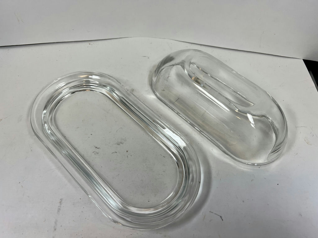 Oval glass butter dish with lid - image 2 of 3