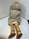 SIGNED Primitive folk-art doll "NOAH" with rope hair and decorative animal figures - thumbnail 4 of 4
