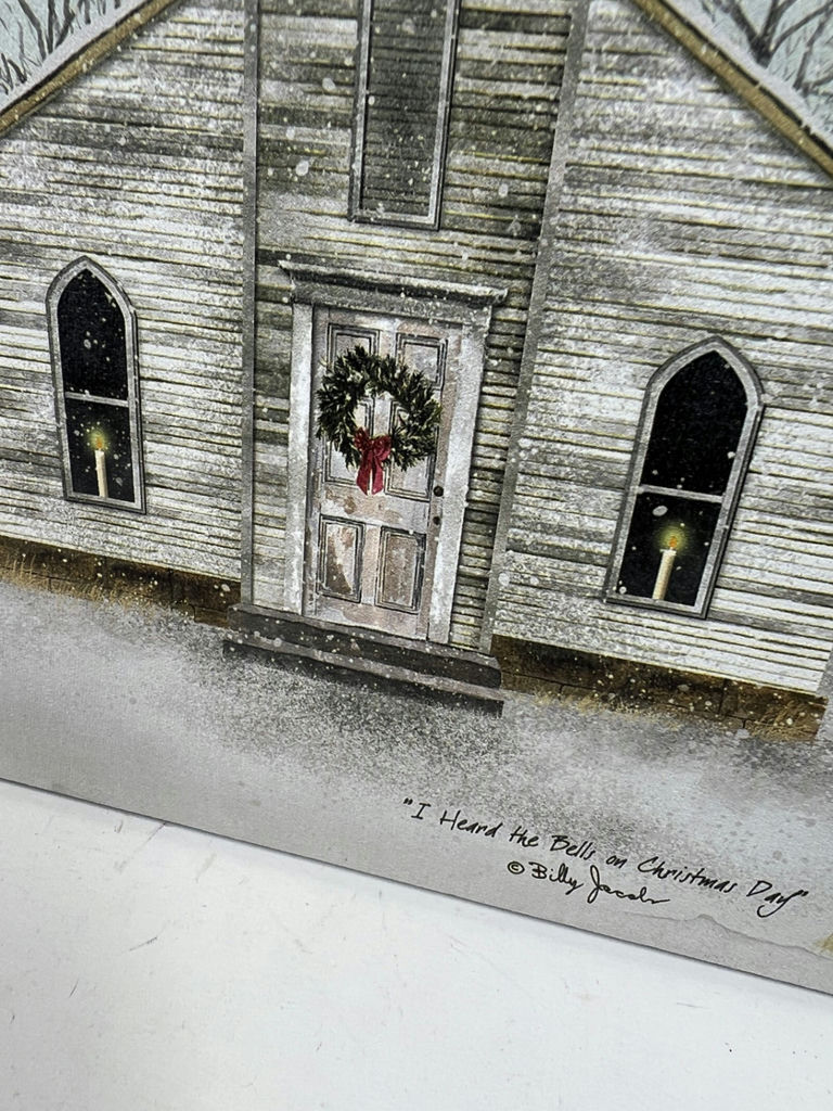 Winter Church Christmas Print - Candles in Windows Light Up - image 3 of 3