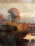Framed landscape painting with size note and Common Prayer page - thumbnail 2 of 3