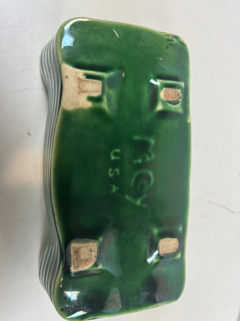 McCoy USA Green glazed scalloped ceramic dish - image 2 of 4