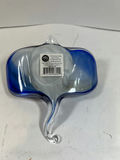 Blue glass stingray sculpture with winged form - thumbnail 2 of 4
