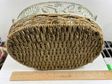 Decorative woven basket with metal floral frame - thumbnail 3 of 4