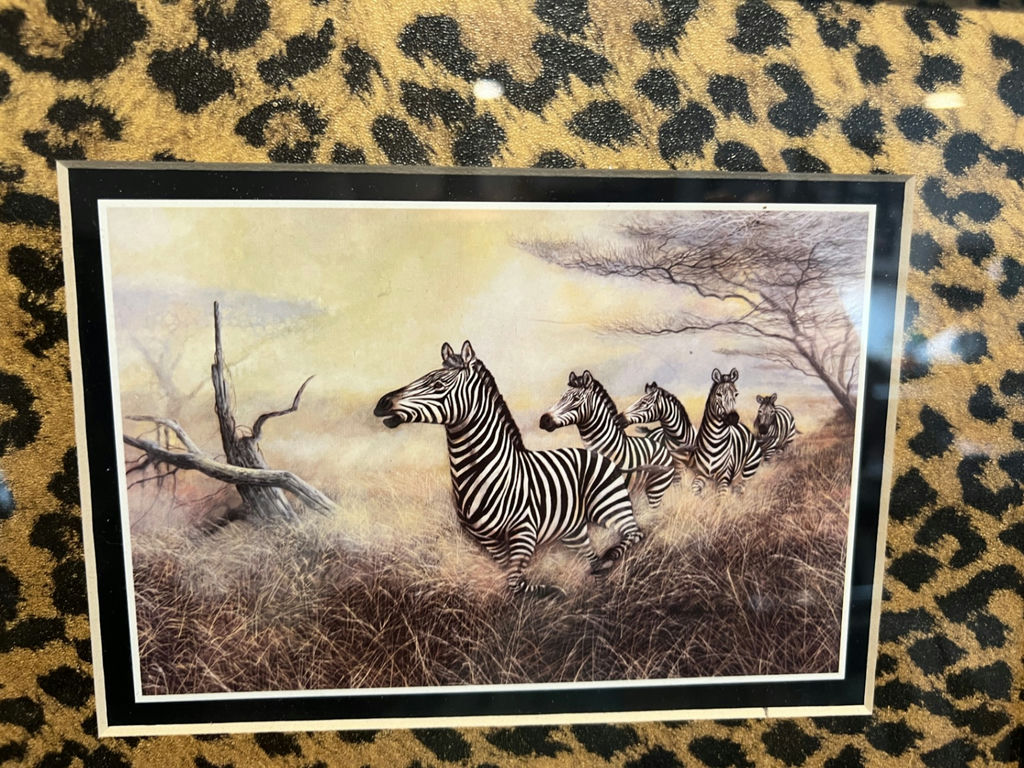 Framed zebra safari art print with leopard-print mat 12 X 10 - image 3 of 4