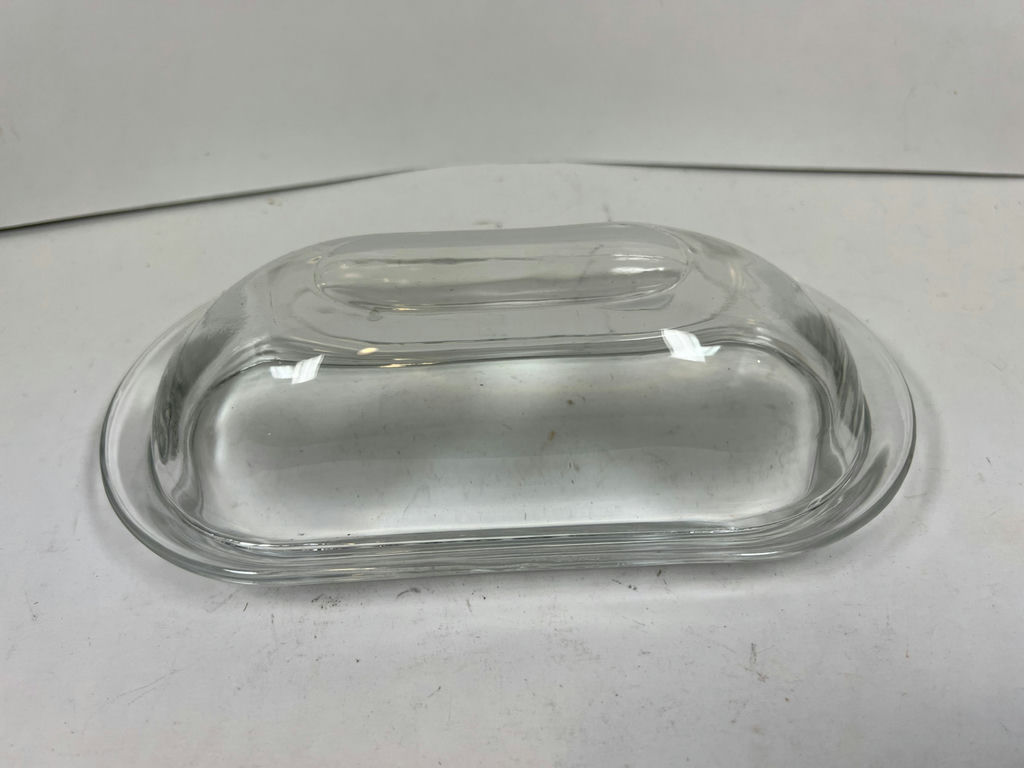 Oval glass butter dish with lid - image 1 of 3