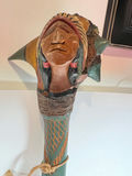 Carved wooden head on decorative staff - 21" Long - thumbnail 5 of 6