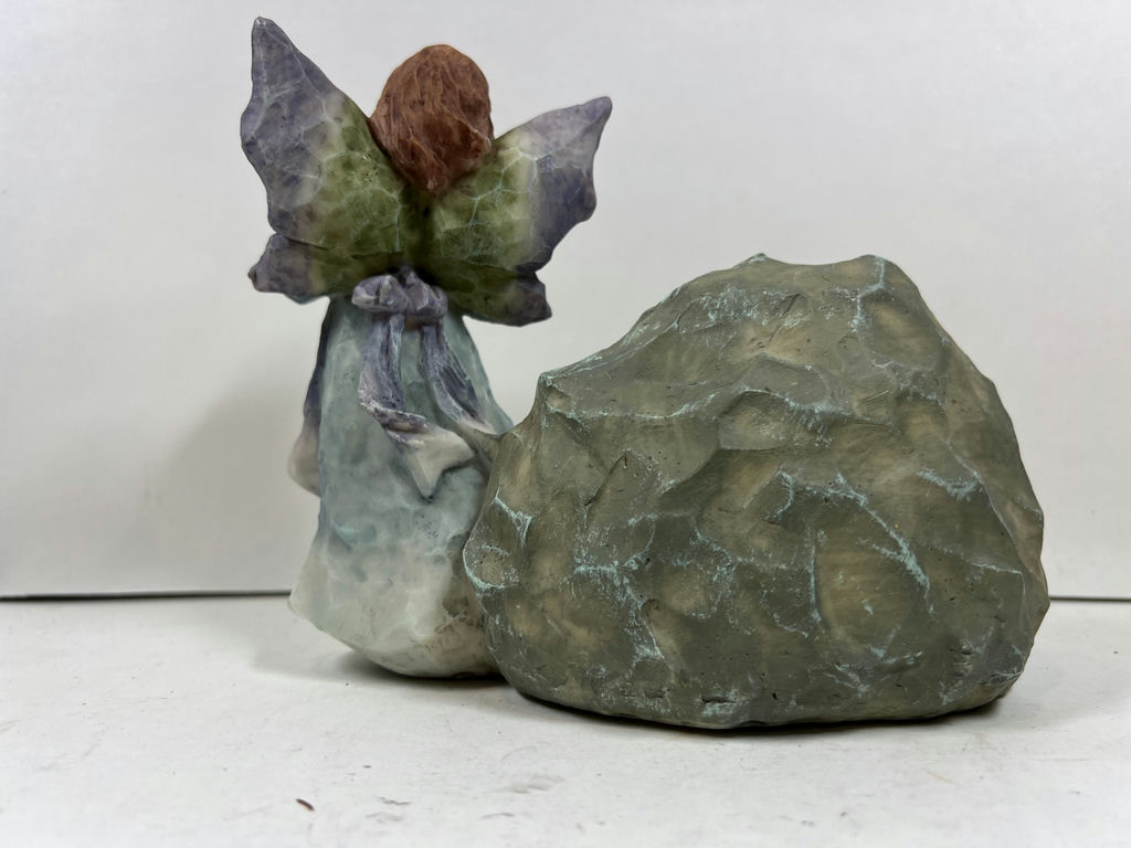 Angel figurine with inscribed rock and floral accents - image 4 of 4