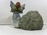 Angel figurine with inscribed rock and floral accents - thumbnail 4 of 4