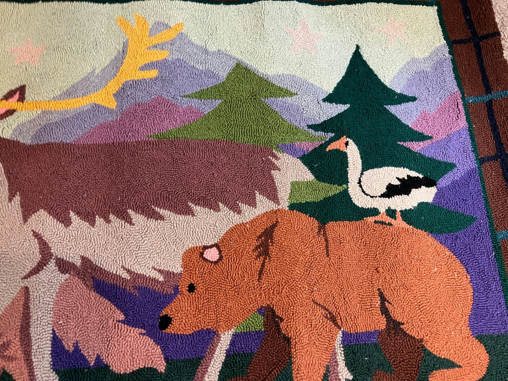 Wildlife-themed area rug with wolves, bear and moose - 60" x 36" - image 3 of 6