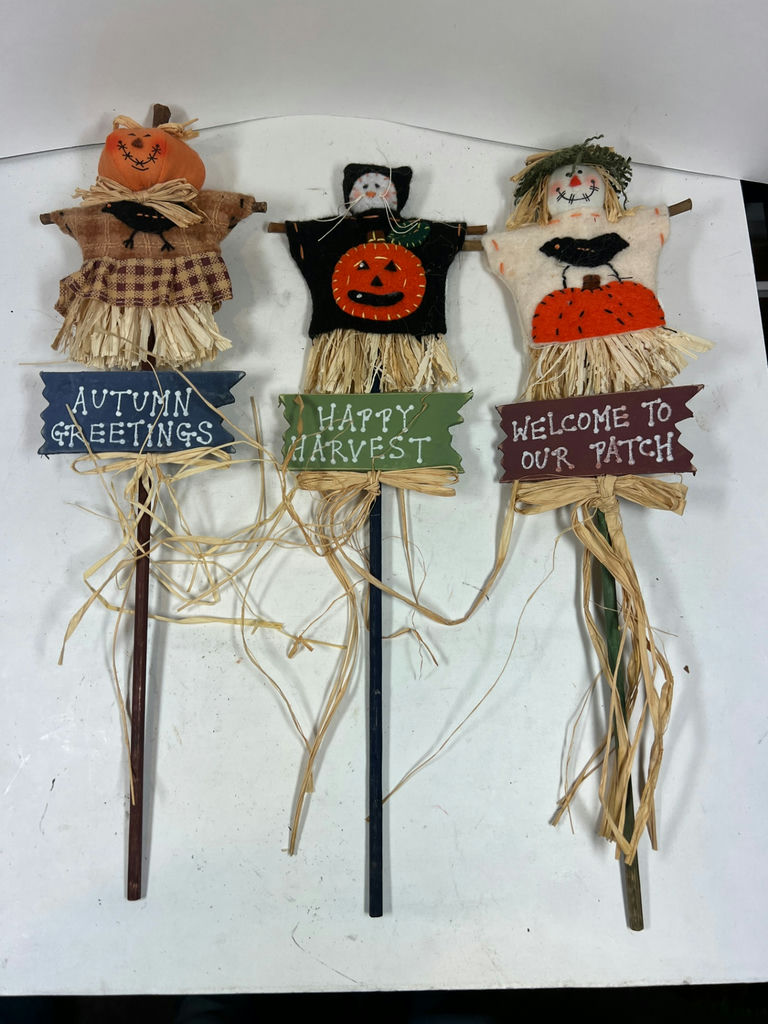 Three Autumn/Halloween Hanging Scarecrow Decorations - image 1 of 4