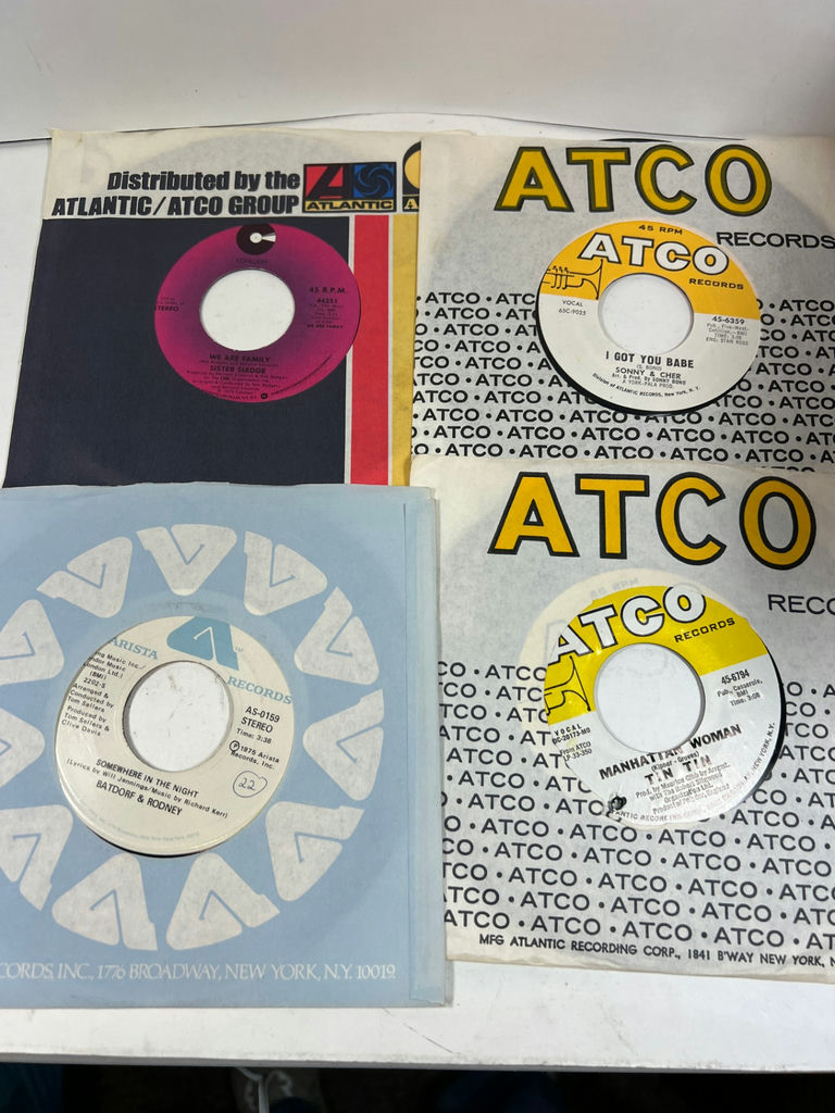 Collection of 60 vintage vinyl 45's records and a metal storage box - image 15 of 17