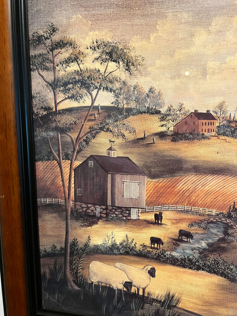Framed pastoral farm landscape with sheep 23" X 19" - image 4 of 4