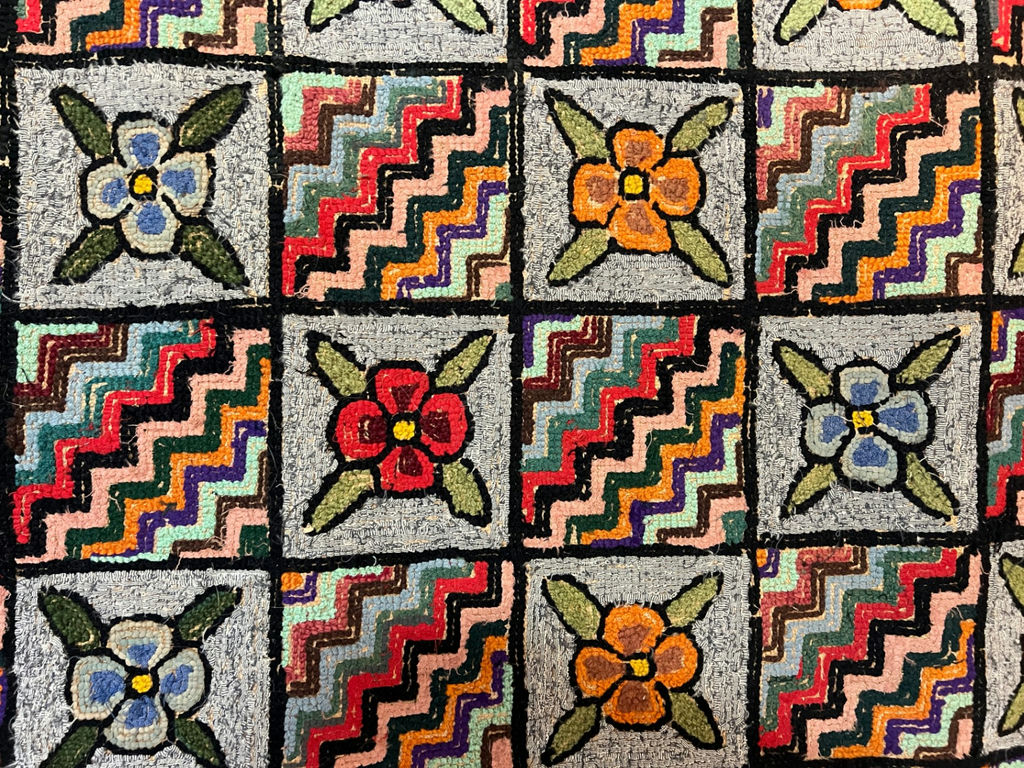 Patchwork quilted rug with floral and zigzag squares - 50" x 28" - image 4 of 4
