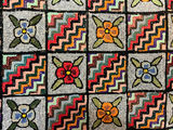 Patchwork quilted rug with floral and zigzag squares - 50" x 28" - thumbnail 4 of 4