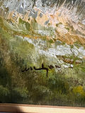 Framed landscape painting of mountains, lake, and trees 27" X 25" - thumbnail 3 of 5