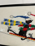 Framed Cross-Stitch of Two Cats in Santa Hats with Scarves 11 X 8 - thumbnail 3 of 3