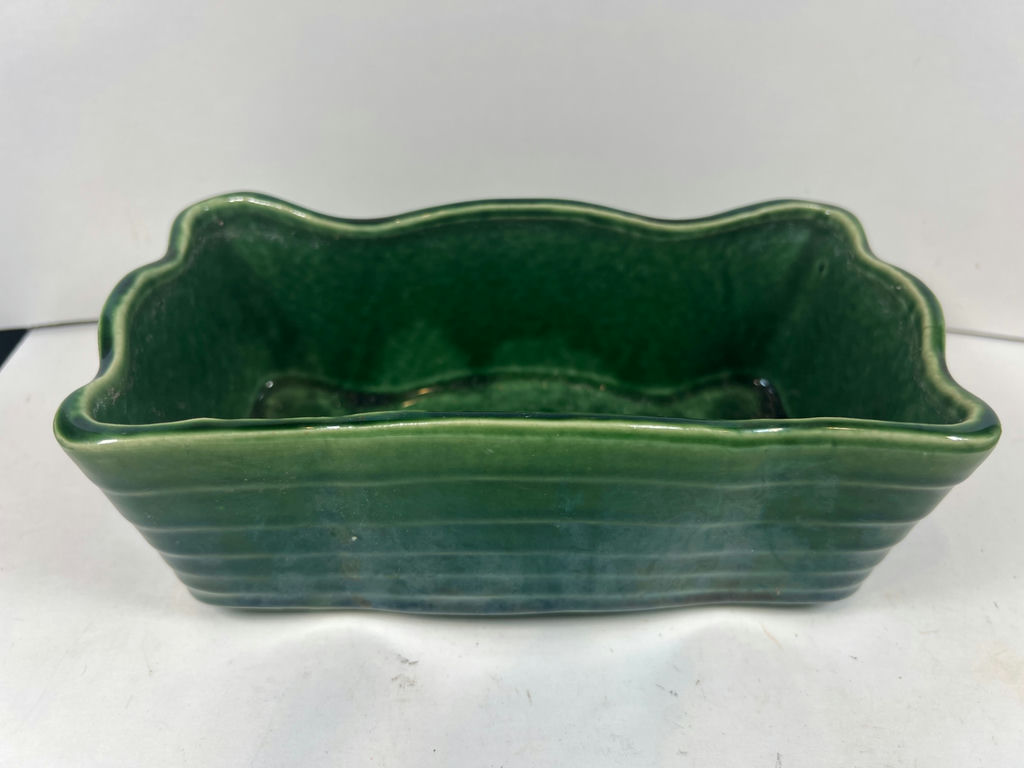 McCoy USA Green glazed scalloped ceramic dish - image 1 of 4