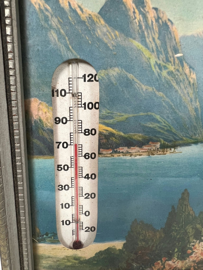 Framed landscape print with built-in thermometer - image 2 of 4