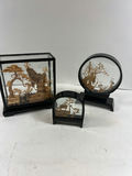 Set of glass-display carved landscape dioramas - thumbnail 1 of 4