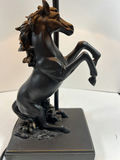 Horse-figurine table lamp with brown leather shade - 16" Tall - thumbnail 2 of 4