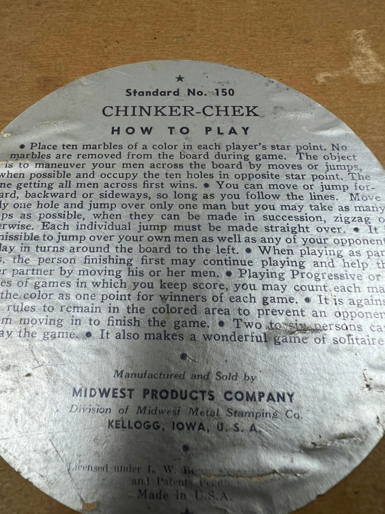 Antique Chinker-Chek Round Board Game - Chinese Checkers - image 4 of 4