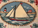 Suzanne Nicoll Sailboat Hooked Rug - 36" x 24" - thumbnail 2 of 3