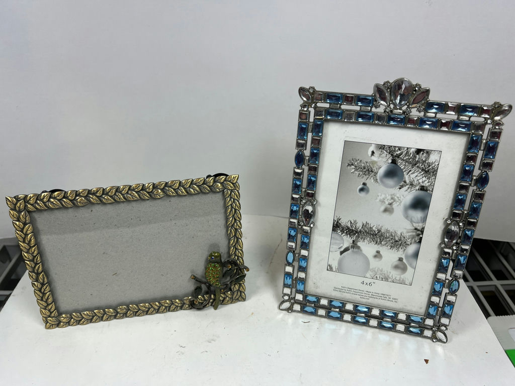 Two decorative photo frames with jeweled borders for 4" x 6" Photos - image 1 of 3