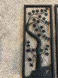 Two black metal wall art panels with bamboo and flowering vine motifs 20 X 9 each - thumbnail 2 of 3