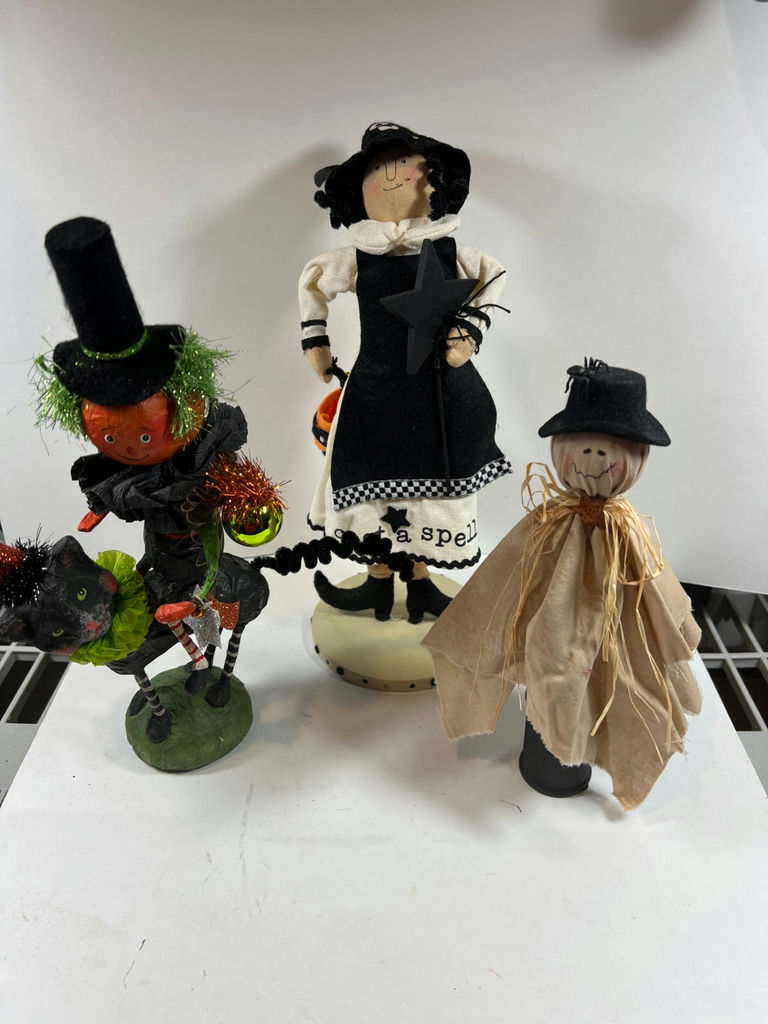 Halloween Fabric Doll Set: Pumpkin, Witch, and Scarecrow Figures - image 1 of 6