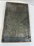 Gold framed wall mirror with classical painting panel and antique marbled-covered book - thumbnail 3 of 3