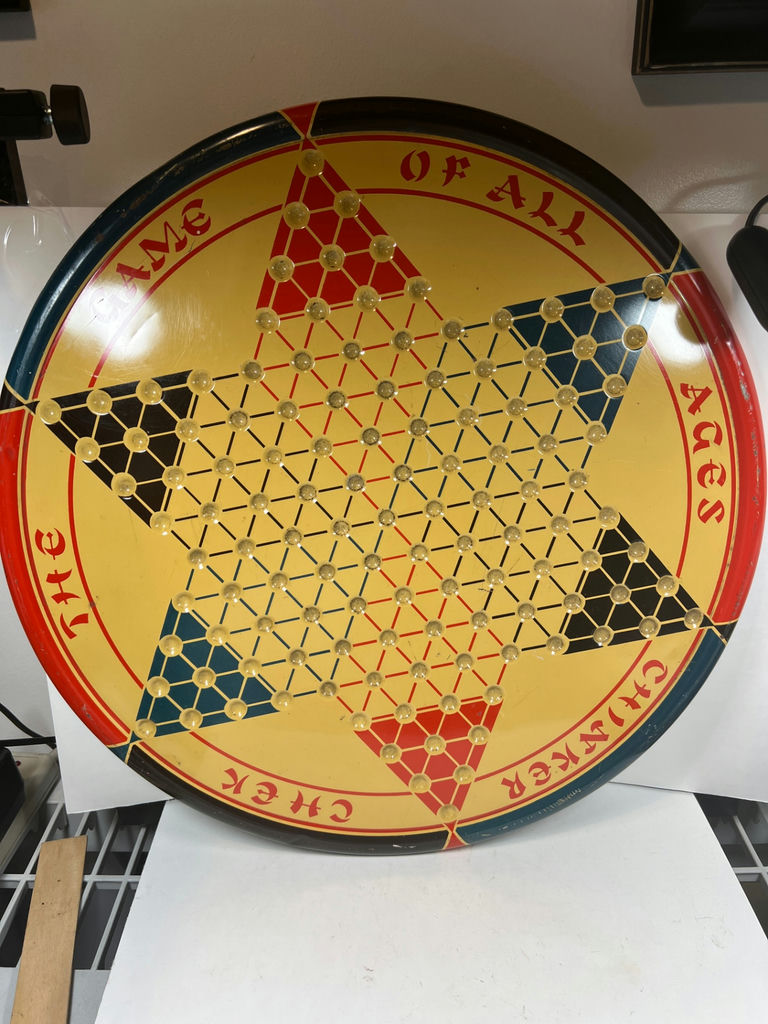 Antique Chinker-Chek Round Board Game - Chinese Checkers - image 1 of 4