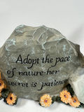 Angel figurine with inscribed rock and floral accents - thumbnail 3 of 4